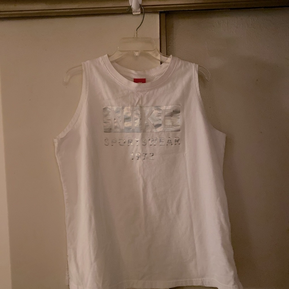 Nike sportswear 1972 tank top, silver, and white